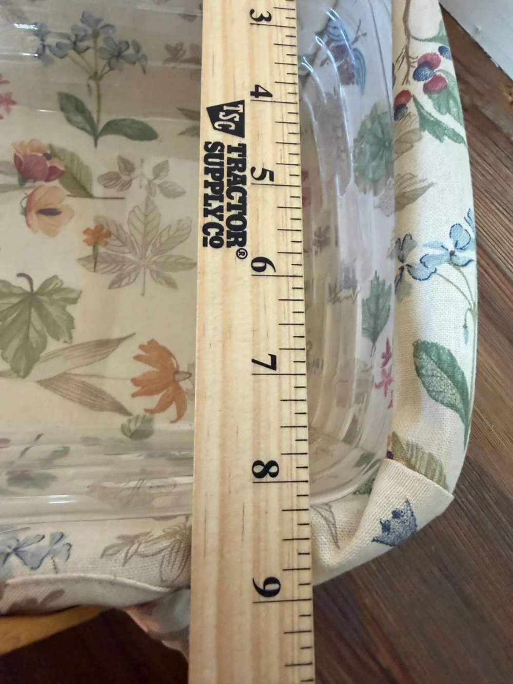 Longaberger Floral Lined Woven Basket with Wooden Handles and protector